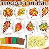 Motipuns 32 Sets Thanksgiving Day Maple Leaf Suncatchers Craft Kits DIY Fall Leaf Tissue Paper Crafts Stained Glass Effect Tissue Paper Kit for Autumn Halloween Window Art #2