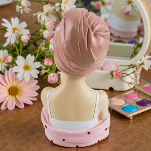 formano Deko Büste Dame modern Dekofigur Frauenbüste Polyresin Handbemalt 27 cm Stilvolle Wohnaccessoires in Rosa-Weiß Elegante Tisch- & Regaldekoration