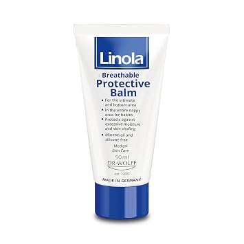 Linola Protective Balm - Breathable Balm to Protect the Skin from Soreness, Excessive Moisture & Chafing - also Suitable for the Intimate Area - Made in Germany - Vegan - 50 ml 1.7 Fl Oz