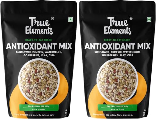 Image of True Elements Antioxidant Mix Seeds 125g - Seeds for Eating | Sunflower, Pumpkin, Watermelon, Flax, Chia and Gojiberries (Pack of 2)