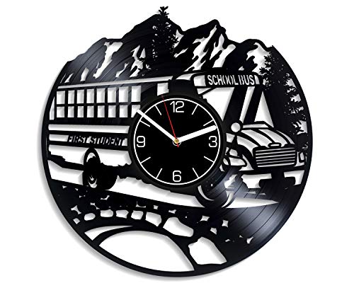 School Bus Vinyl Record Wall Clock