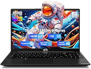 NIMO 15.6" FHD-IPS-Business-Laptop, 8 Cores Intel i5-12450H 16GB RAM 1TB SSD (Beat i7-11800H, Up to 4.4GHz) Backlit Keyboard Computer, 100W Type C Fingerprint WiFi 6 Numpad Win 11