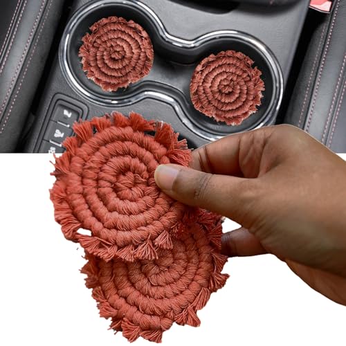 Cotton-Car-Coasters-2pc-Car-Cup-Coasters-Cute-car-Accessories-for-Women-TIK-tok-Must-Haves-2024-car-Coasters-for-Cup-Holders-Cafe-Latte
