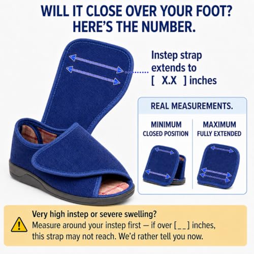 Image of Diabetic Open Toe Slippers, Extra Wide Adjustable House Shoes