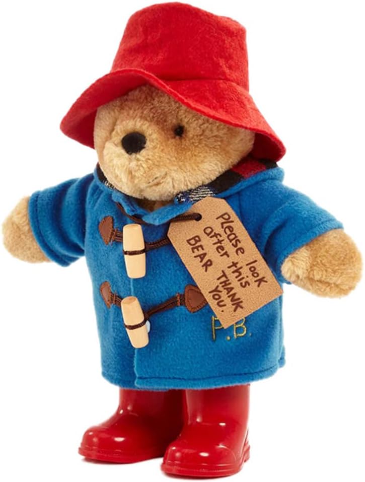 Rainbow Designs Classic Paddington Bear with Boots - 25cm Standing Plush Character - Soft & Cuddly Paddington Teddy Bear with Iconic Duffle Coat, Bush Hat & Shiny Red