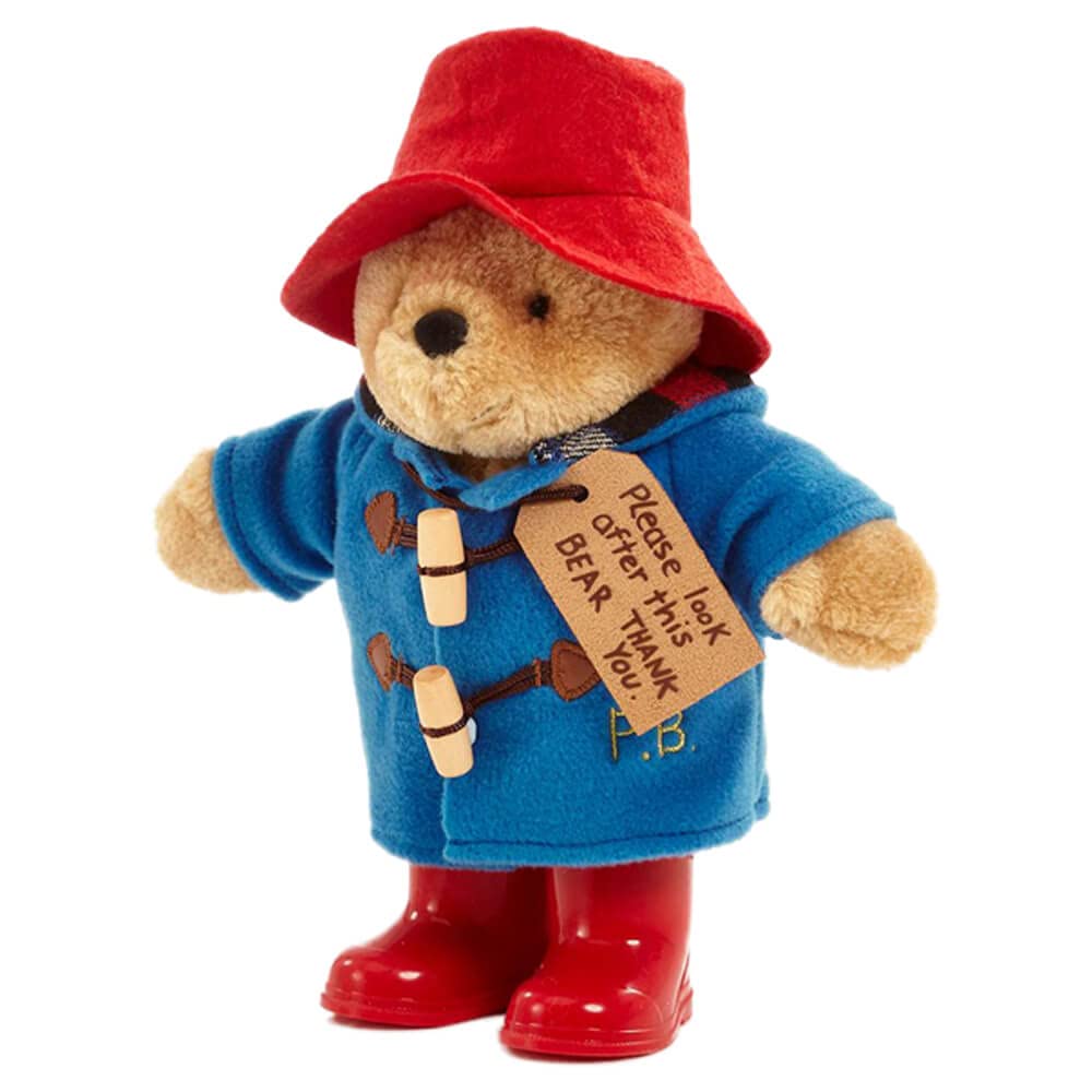 Rainbow Designs Classic Paddington Bear with Boots - 25cm Standing Plush Character - Soft & Cuddly Paddington Teddy Bear with Iconic Duffle Coat, Bush Hat & Shiny Red - 4