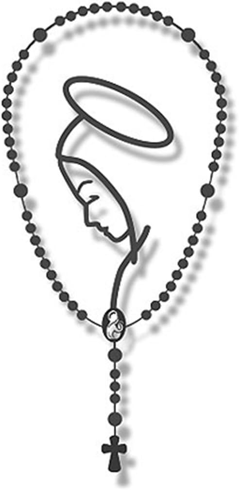 Religious Gifts The Blessed Virgin Saint Mary Madonna Rosary Metallic Auto Decal, 4 3/4 Inch