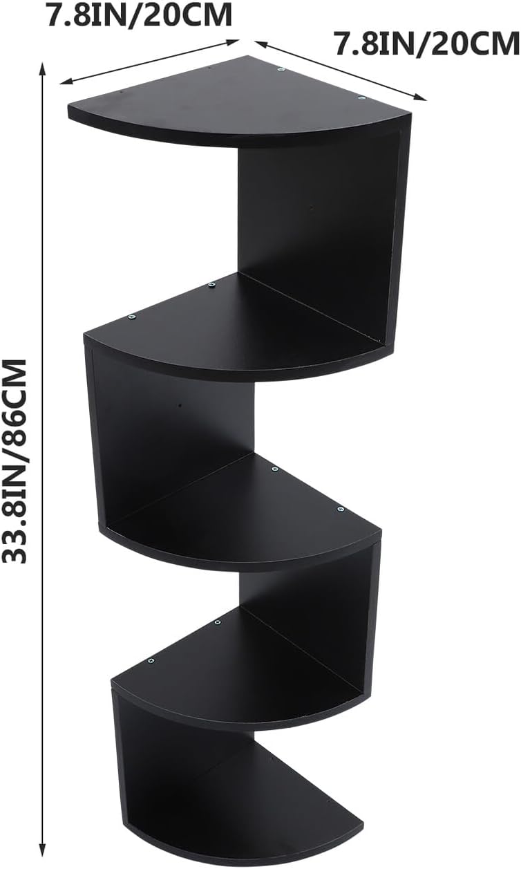 Creative 5-Layer Wall-Mounted Wooden Shelf Black, Modern Multi-Layer Home Storage Rack for Living Room Bedroom, Practical Household Floating Bookshelf Organizer