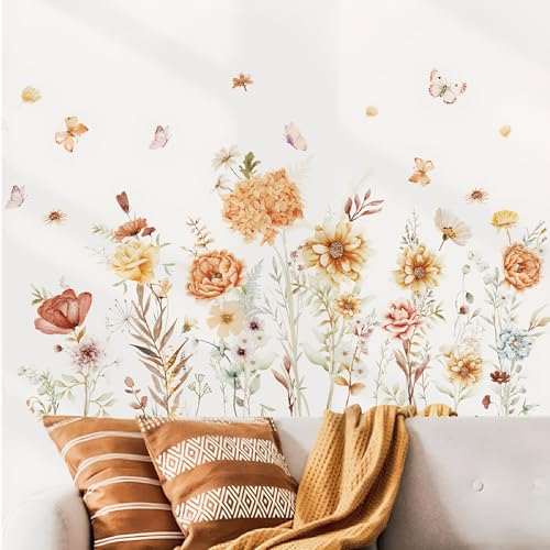 2 láminas vinilo mural flores boho 35.43"x11.81" miniatura 2
