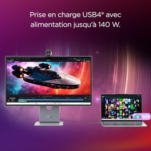 Lenovo Yoga Pro 27UD-10 - Écran 26.5'' UHD QD-OLED (3840 x 2160, 120 Hz, 0.03 ms, 1x HDMI+DP, 99% sRGB, Cable HDMI) - Noir Eclipse