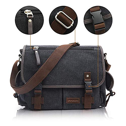 Evaduol Schoudertassen heren, van vintage canvas, premium herentas, laptoptas voor 13,3 inch laptop, schoudertas… - Afbeelding 6