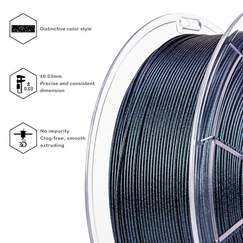Image of ZIRO Glitter PLA Filament 1.75mm, 3D Printer Filament Super Sparkle PLA, Chameleon Series 3D Printing Material, 1kg Spool, Fit Most FDM Printers, Dimensional Accuracy + /-0.03mm, Moonlit Teal Luster