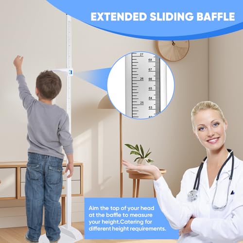 Aeroflexa Höhenmessstab,Höhenmessgerät,Portable Stadiometer, medizinische höhenmesser,Doppelskalenanzeige messlatte 8-82 Zoll/20-210 cm,geeignet für Kinder,Erwachsene,Arztpraxen,Zuhause,Fitnessstudios