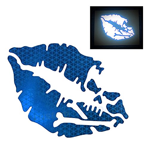 High-intensity reflective skull decal 18in blue