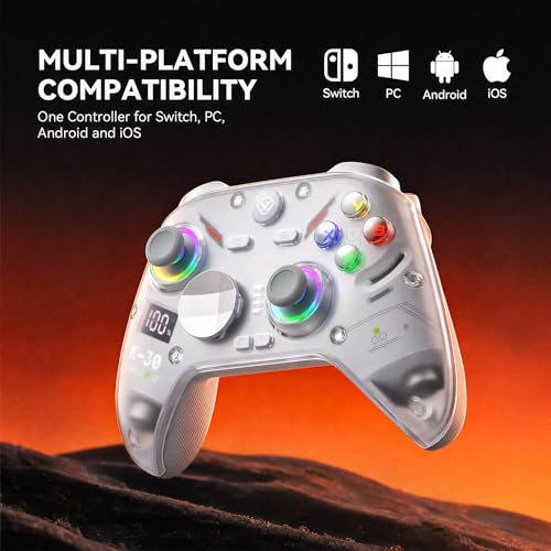 Image of Aolion gaming K30 Wireless Gaming Controller for Switch 2 /Switch /PC /iOS /Android, TMR Joysticks with 1000Hz Polling Rate, Hall Triggers, Swappable ABXY Buttons, RGB Lighting, Programmable Back Buttons