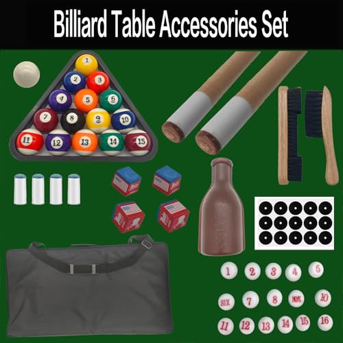 Pool Table Accessories,Pool Balls Billiard Set Including Billiard Pool Balls and Triangle Ball Holder Cue Chalks Pool Cue Tips Pool Sticks Pool Table Brush Spot Position Stickers Billiard Accessories