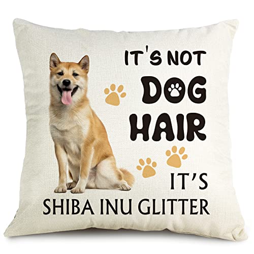 OUZ Shiba Inu Glitter Throw Pillow Cover 18x18
