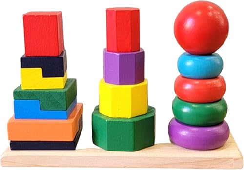 La torre de madera con forma es un gran juguete educativo temprano para niños pequeños y niños. Ayuda a desarrollar habilidades de emparejamiento,