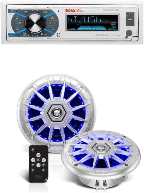 BOSS Audio Systems Marine Bluetooth Radio + 6.5 Inch Marine Speakers