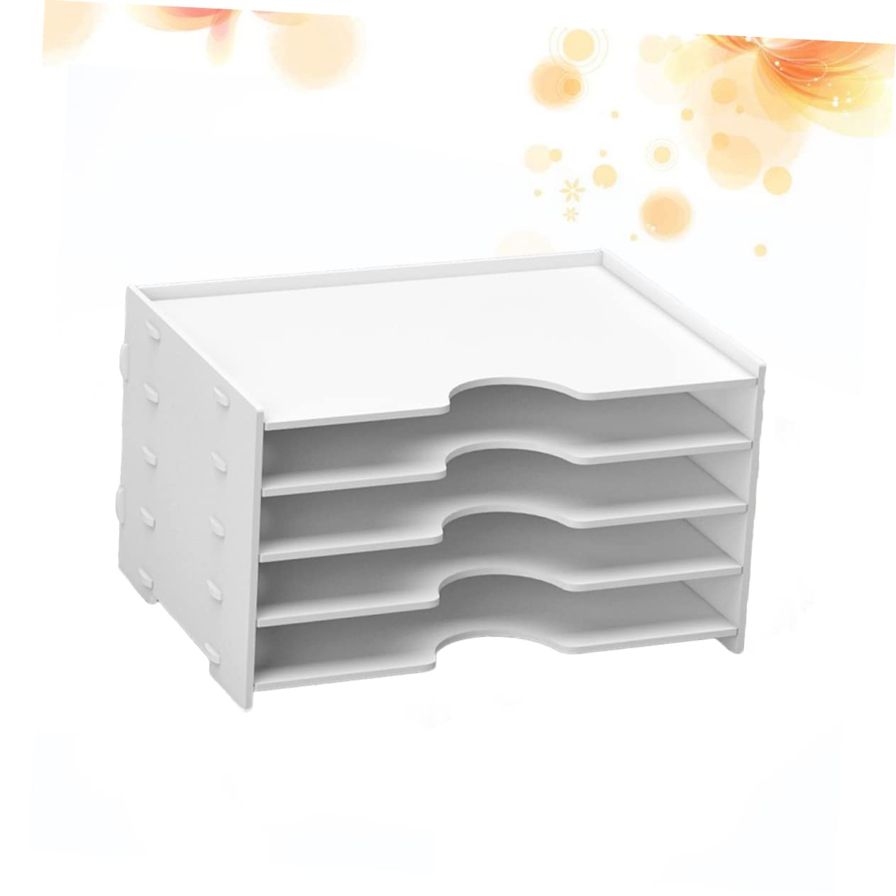 Organizador de Almacenamiento de Escritorio de 4 Capas Blanco Pvc Madera