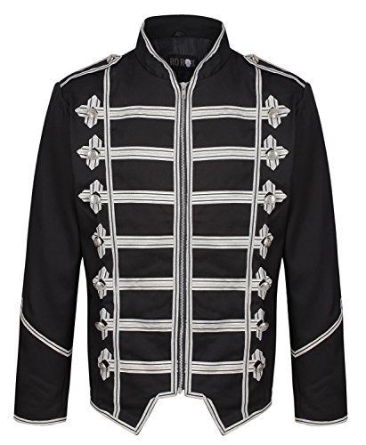 Ro Rox Men's Steampunk Military Parade Gothic Jacket - Black & Silver (XXX-Large) Cover