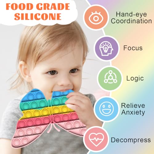 VURYAPI Poppit Pop Fidget It Toy Set - Bubble Popet Antistress Spielzeug | Figetttoys Autismus braucht druckentlastendes Spielzeug Liebe und Delfine(Schmetterling