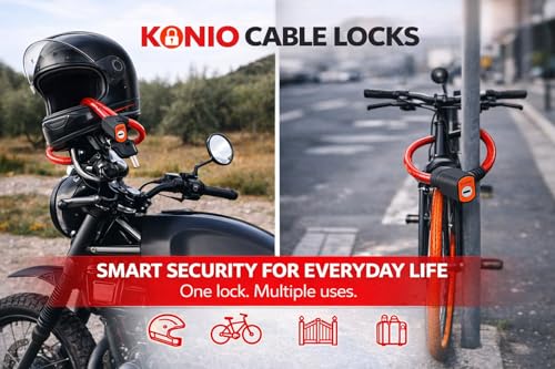 Image of Heavy Duty Cable Lock Anti-Theft Safety Lock with 2 Keys for Helmet, Cycle, Luggage & Bicycle (Pack-1)(Red).