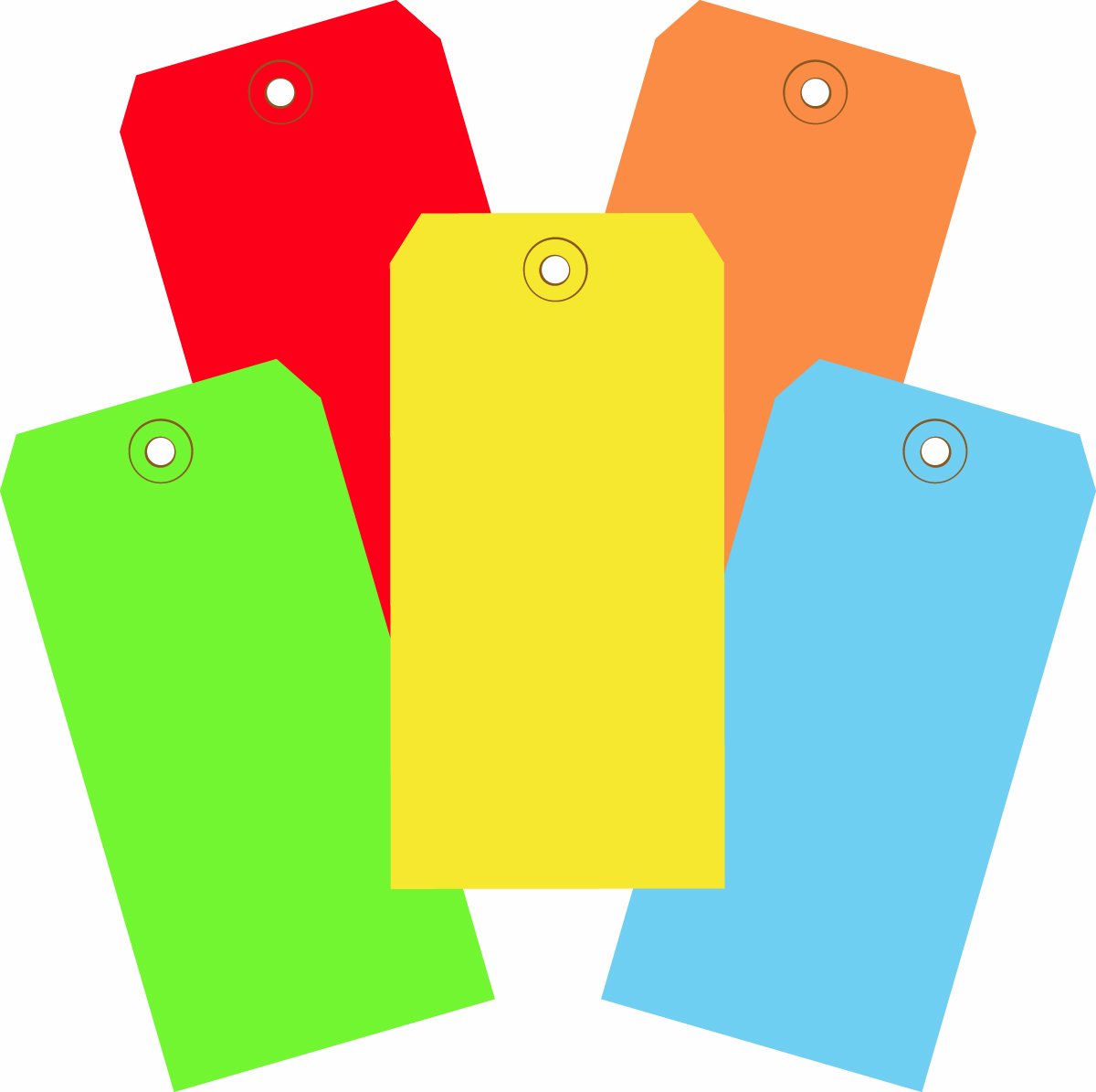 Aviditi Shipping Tags, 4 3/4" x 2 3/8", 13 Pt, Assorted Colors, With Reinforced Eyelet, To Identify Or Address Items That Cannot be Labeled And To Color Code Shipments, Case of 1000