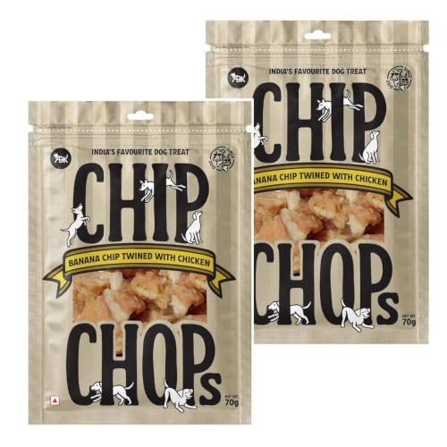 Image of Chip Chops Dog Treat, 70g, Tasty & Nutritious Dog Snack (Banana Chicken, Pack of 2)