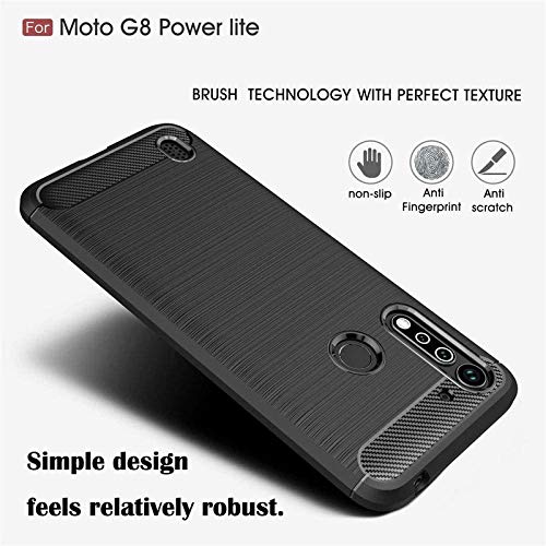 Image of NPRC Hybrid Ultra Slim Protective Case TPU Non-Slip Carbon Fiber Texture Shockproof Case Cover for Moto G8 Power LITE - Black
