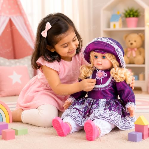 Image of Zest 4 Toyz Musical Doll Singing Rhyming Soft Stuffed Push Touch Sensors Doll Toy for Baby Girl - Purple