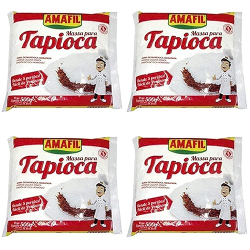 Amafil Tapioca Flour 500g (17.6oz) Massa Para Tapioca ( 4 Pack)