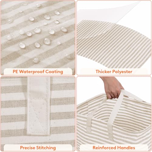 Lifewit 2 Pack Laundry Basket 80L Each, Collapsible Clothes Hamper with Reinforced Handles, Freestanding Waterproof Design for Bedroom and Laundry Room, Beige 160L Total by Lifewit - Used condition - Image 5