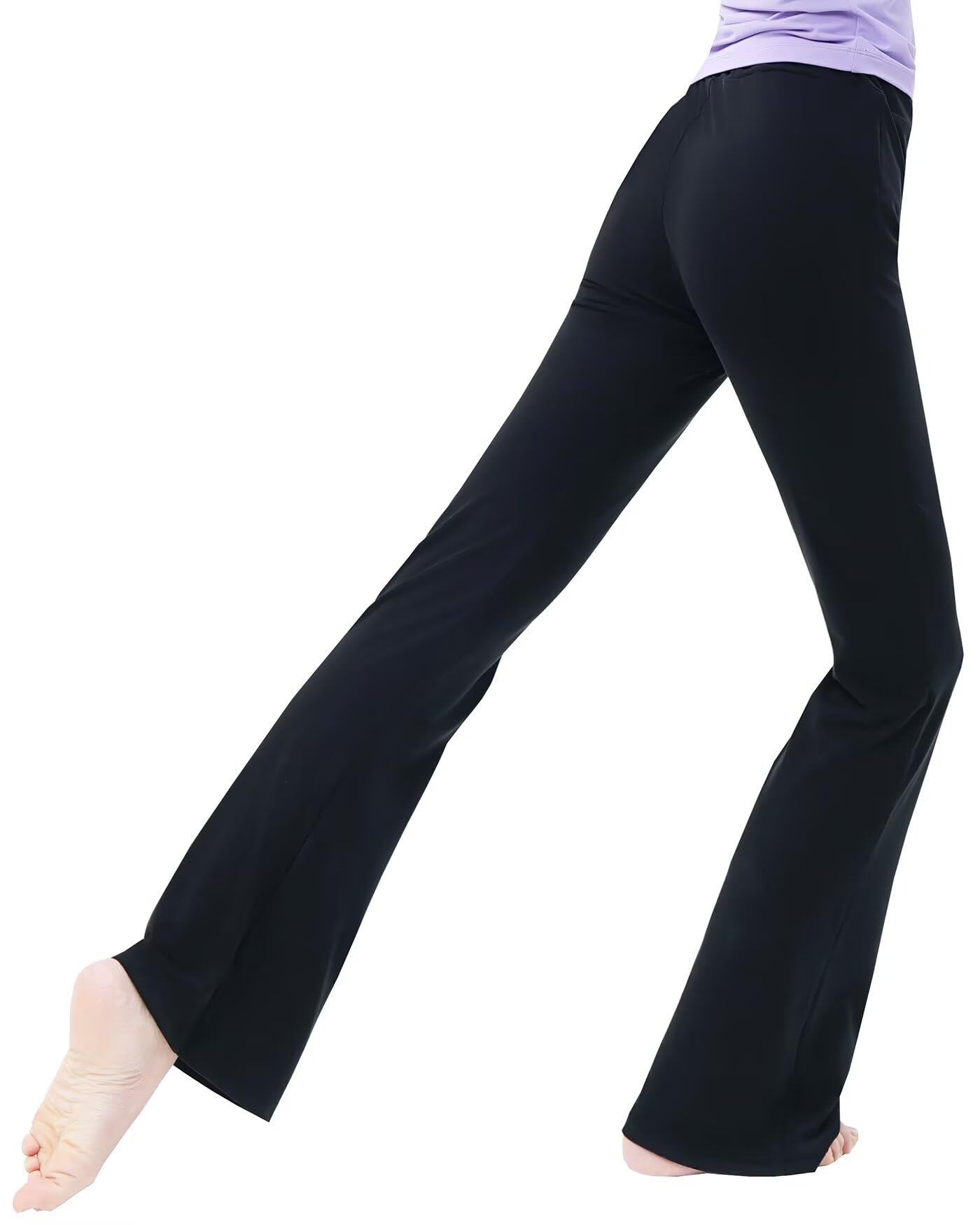 Pantalones Acampanados para Mujer,Elásticos Pantalón de Jazz Pantalón de Baile Ballet Largo con Cinturón, Negros