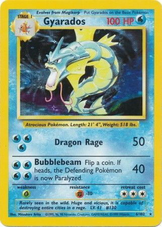 Pokemon Gyarados - 6/102 - Holo Unlimited Base Set Unlimited
