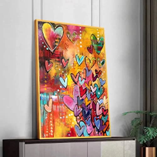 Art mural graffiti coeurs d'amour affiche sur toile salon sans cadre 60x80