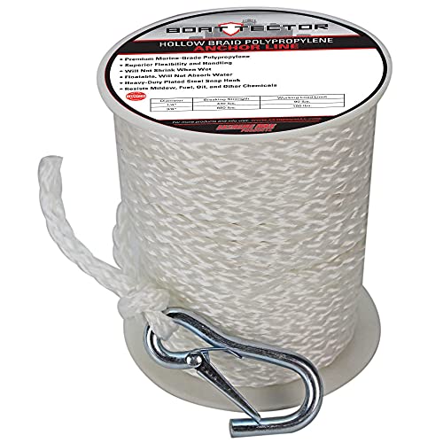Extreme Max 3006.2072 BoatTector Hollow Braid MFP Anchor Line with Snap Hook - 3/8