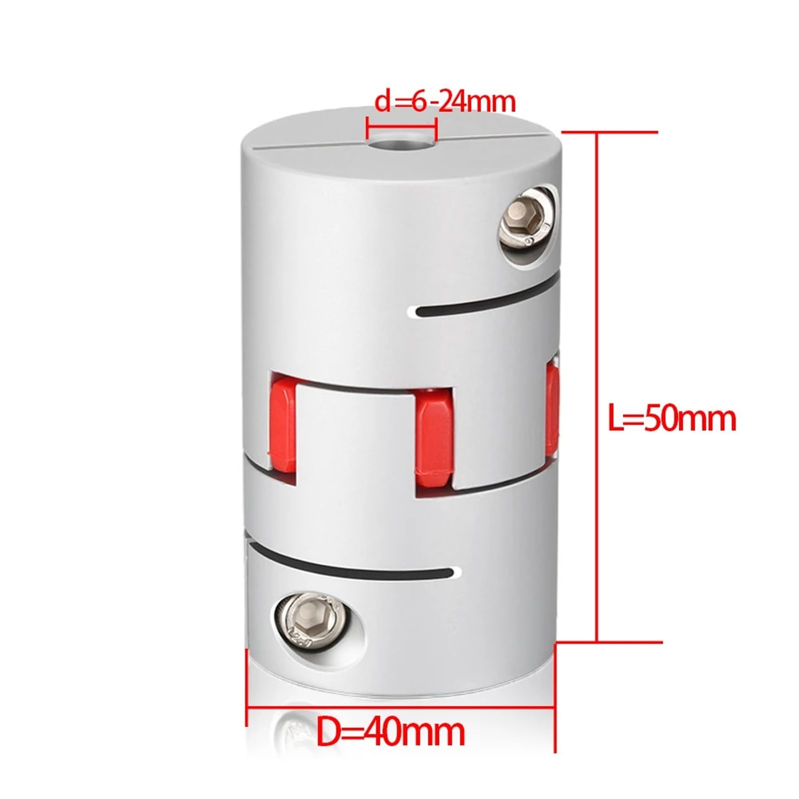 Accoppiamento albero motore D40L50 mm, accoppiatore ad alta coppia, elastico e flessibile, 6/8/9/10/12/16/17/18-24 mm, 1 pezzo(8X10)