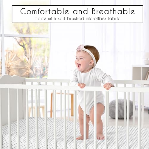 Image of Sweet Jojo Designs Fitted Baby Crib Sheets (Grey Polka Dot) for Girls, Infant Nursery, Toddler Room - Standard Size (Gray & White Dots, for Shabby Chic, Boho, Farmhouse, Watercolor Floral Collection)