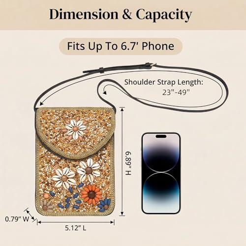 Image of Small Crossbody Bags for Women Designer Cell Phone Bag Boho Shoulder Wallet Purse