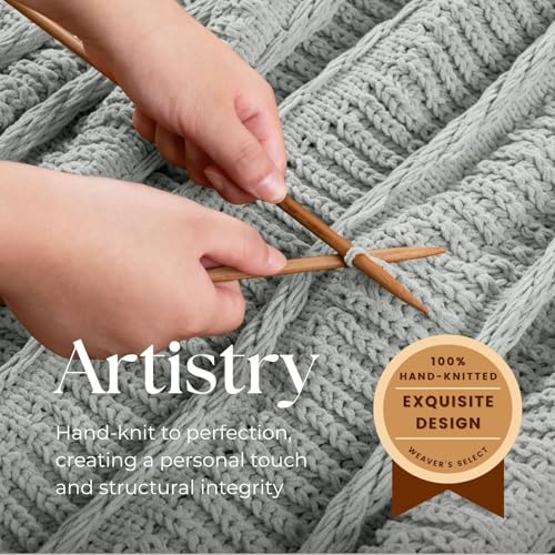 Boho Knitted Chenille Blanket with Tassels - Lightweight & Soft All-Season Throw - 3D Classic Pattern for Living Room Bedroom Couch, Silver Sage, Throw 50"x60" by DOWN HOME - Used condition - Image 3