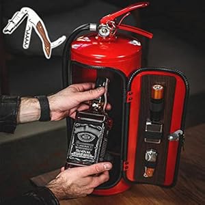 Brandblusser Mini Bar – Lichtgewicht Liquor Wijn Opbergdozen – Gepersonaliseerde Kleine Bar met Kurkentrekker – Creatieve Brandweerman Handgemaakte Metalen Bar voor Wijnverzamelaars Loving