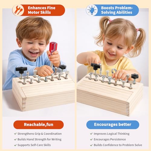 Image of INIFEIDALA Kids Tool Set,Montessori Educational Toys for 3 4 5 Year Old | Montessori Screwdriver Board Set,Sensory Preschool Learning,Toddler Travel,Fine Motor Skills,STEM Toys