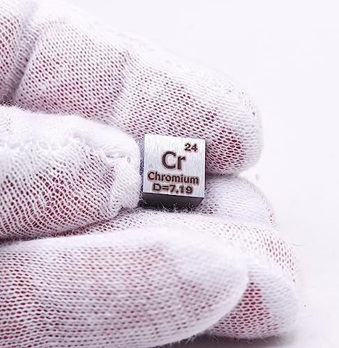 Image of 0.39 inch 10mm Chromium Metal Cube Cr up to 99.9% Pure Periodic Table Element Engraved Density Collection Science Education Display Block Cube + Acrylic Case Box - 1PC