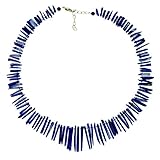 Herkunft: Afghanistan Funk-Collier Edelstein Kette - afghanischer Lapis Lazuli Cleopatra-Stäbchenkette, 925oo Silber, ca. 46-51 cm