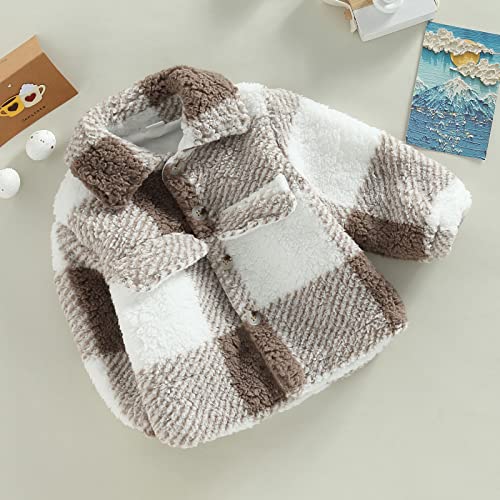 Pudcoco Toddler Baby Boys Girls Plaid Fleece Outwear Lapel Collar Button Down Jacket Coat Winter Clothes2