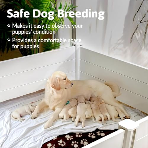 Whelping Box for Large Breed Dogs, Whelping Box for Puppies, PVC Puppy Playpen, Waterproof & Rustproof Whelping Pen, Puppy Whelping Supplies, Raised Garden Bed, Indoors & Outdoors, 48x48x18 in, White by Wagora - Image 2