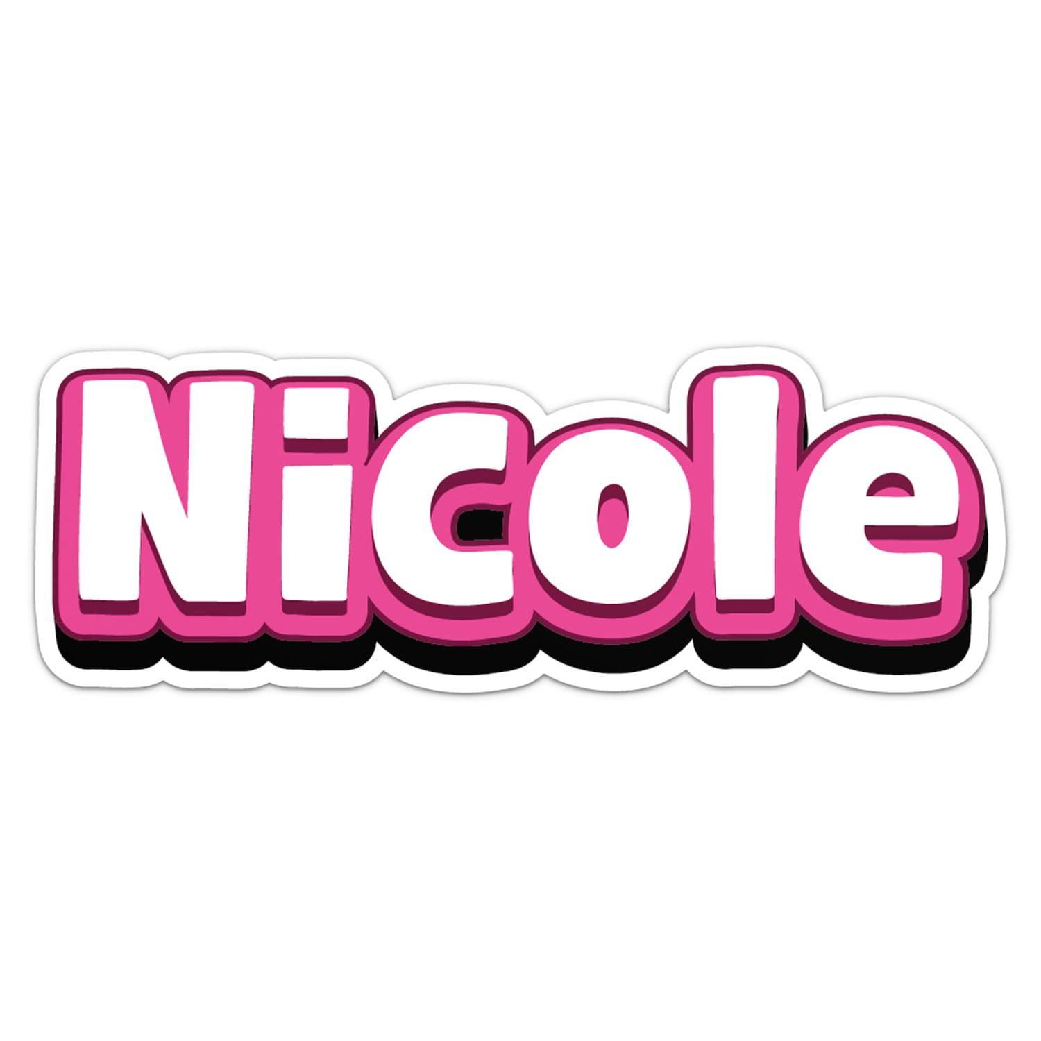 Nicole Name Sticker - Waterproof Vinyl Decal for Car Bumper, Water Bottle Laptop Luggage Bike Phone Cases Wall Window, Sticker - 3'' Longer Side