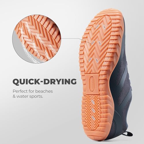 NORTIV 8 Barefoot Water Shoes for Women Men Minimalist Breathable & Comfortable Beach Swim Boat Pool Outdoor Walking Shoes, Zero Drop Sole, Seagull,Size M6/L7.5,Navy