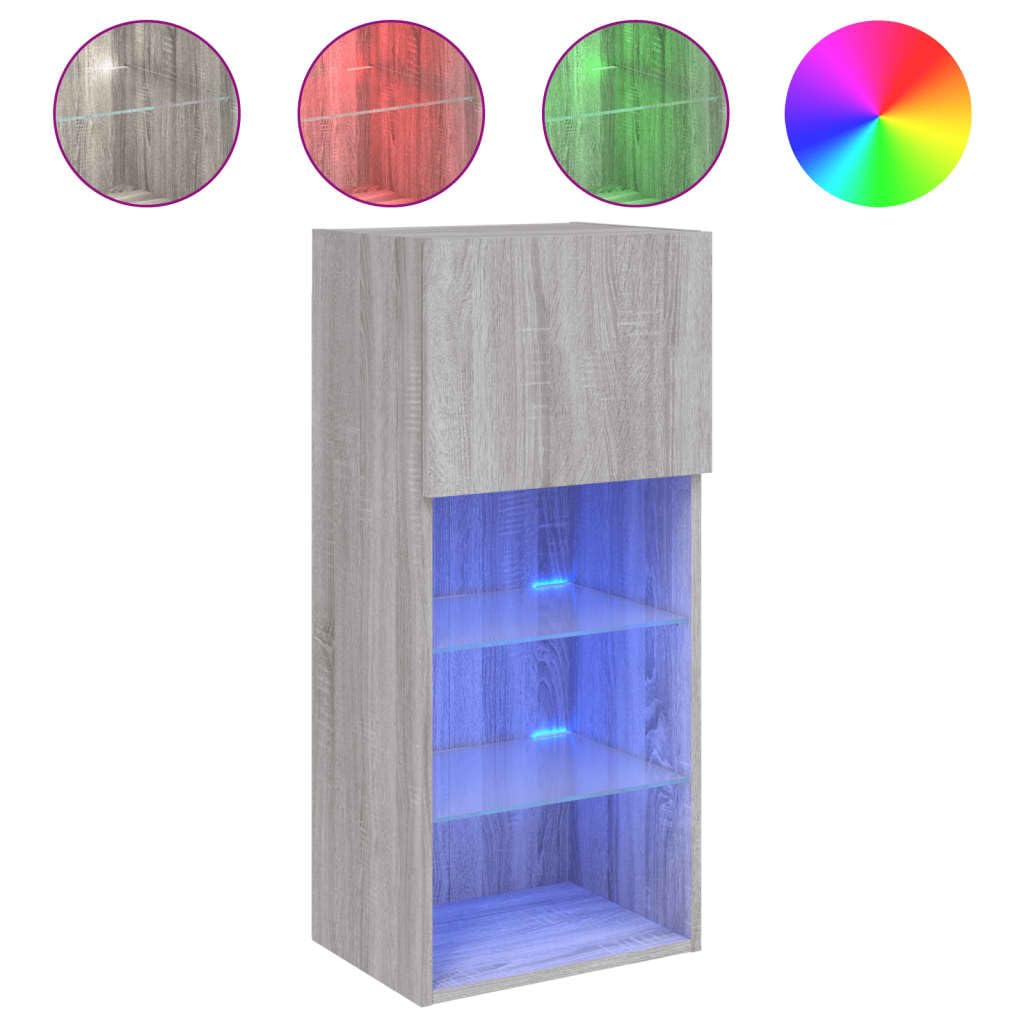 Madera resistente con luces LED RGB diseño moderno 2 uds gris 40 5x30x90 cm